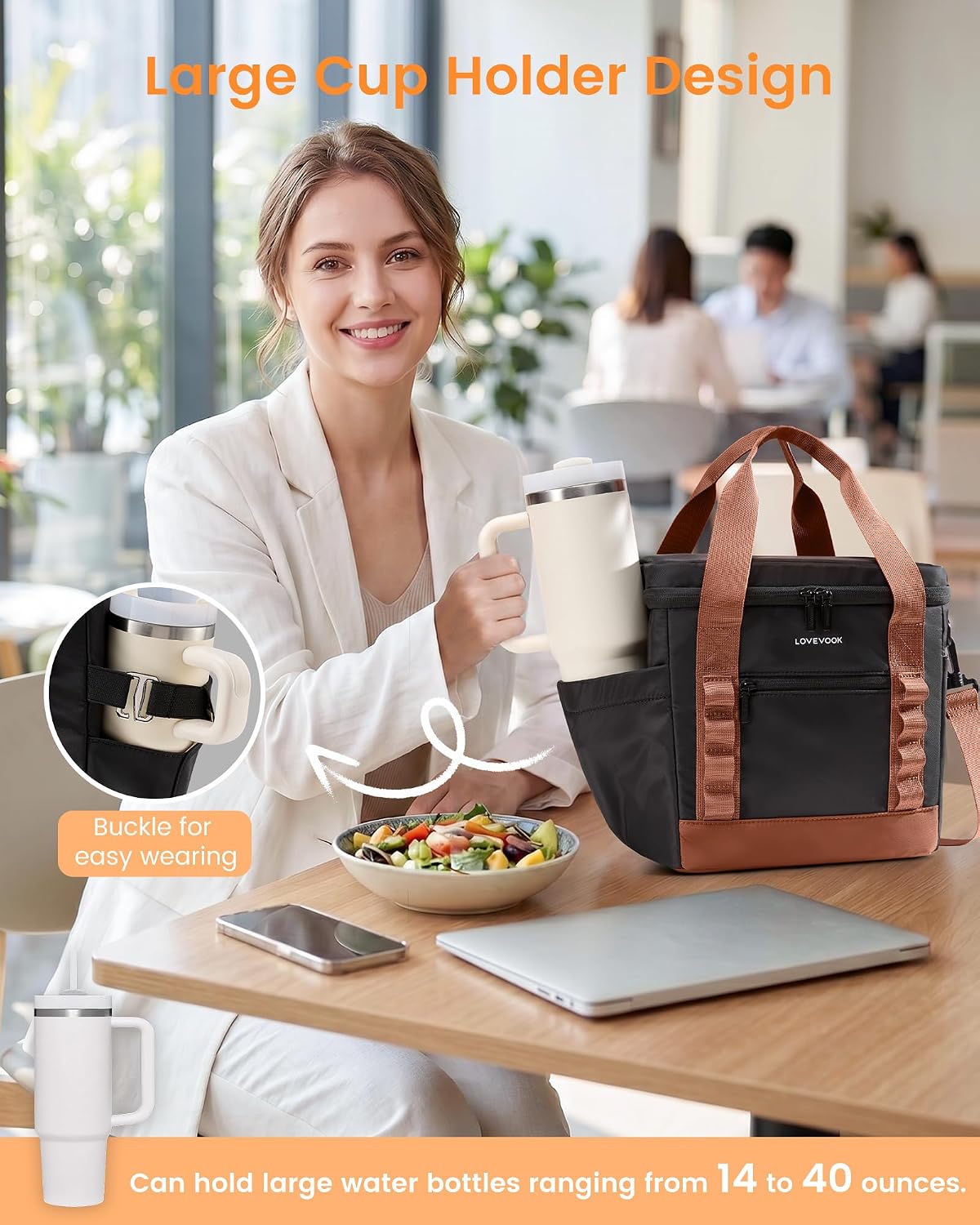 LOVEVOOK Insulated Lunch Bag for Women men, Large Leakproof Adult Lunch Box - Image 2