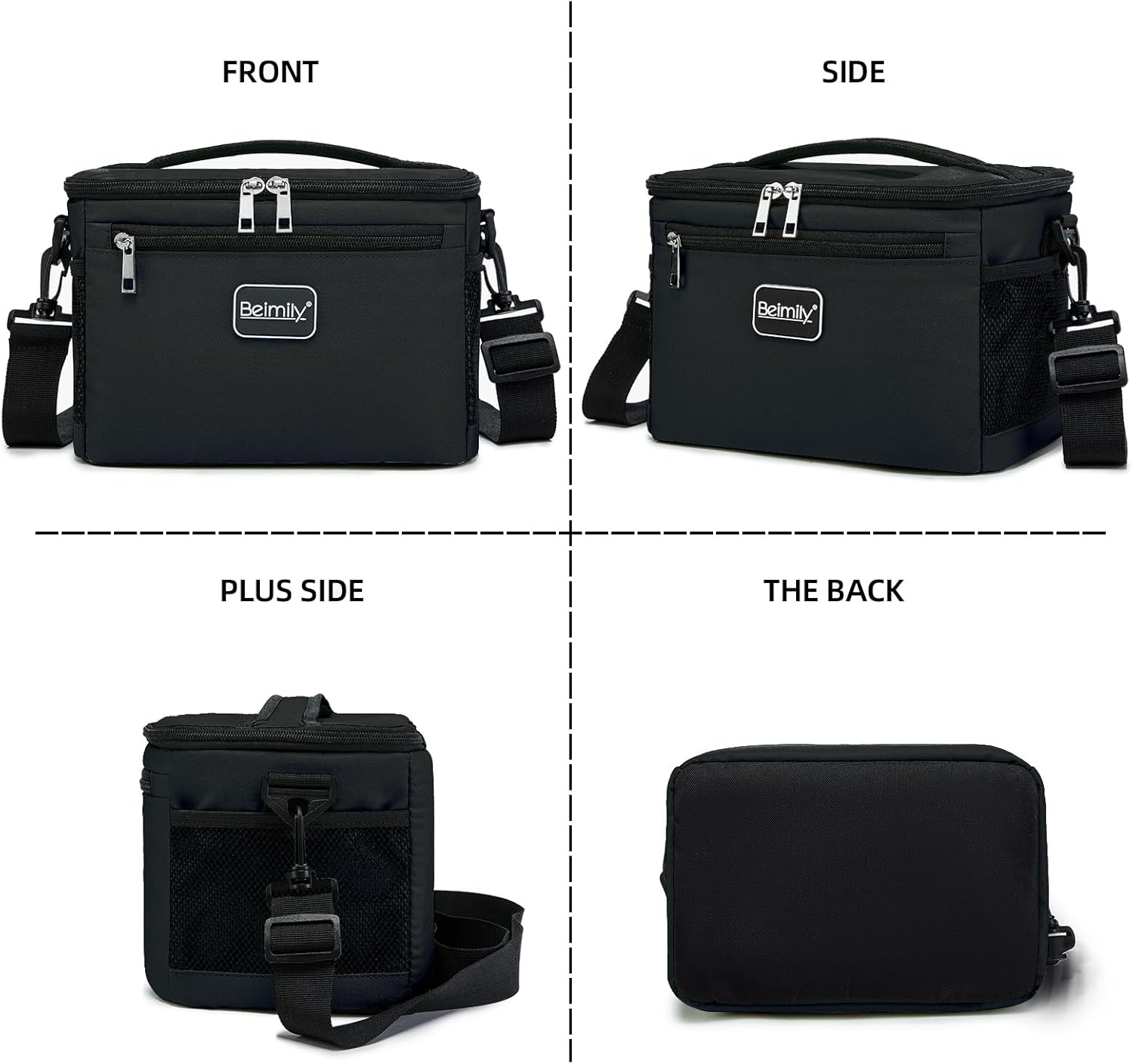 BEIMILY Lunch Box for Men/Women, Small Insulated Lunch Bag, Leak-Proof Soft Cooler Tote Bag, Reusable LunchBox for Work, Travel, Fitness, Picnic with Adjustable Shoulder Strap for Adults (Black) - Image 6