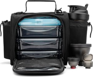Hydra Cup 10-Piece Insulated Lunch Box with Meal Prep Containers (Black)