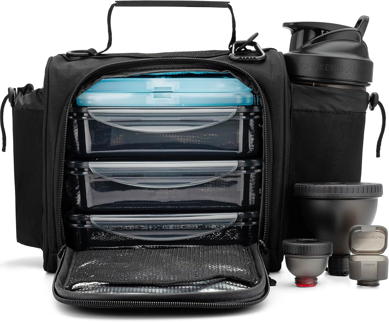 Hydra Cup 10-Piece Insulated Lunch Box with Meal Prep Containers (Black)